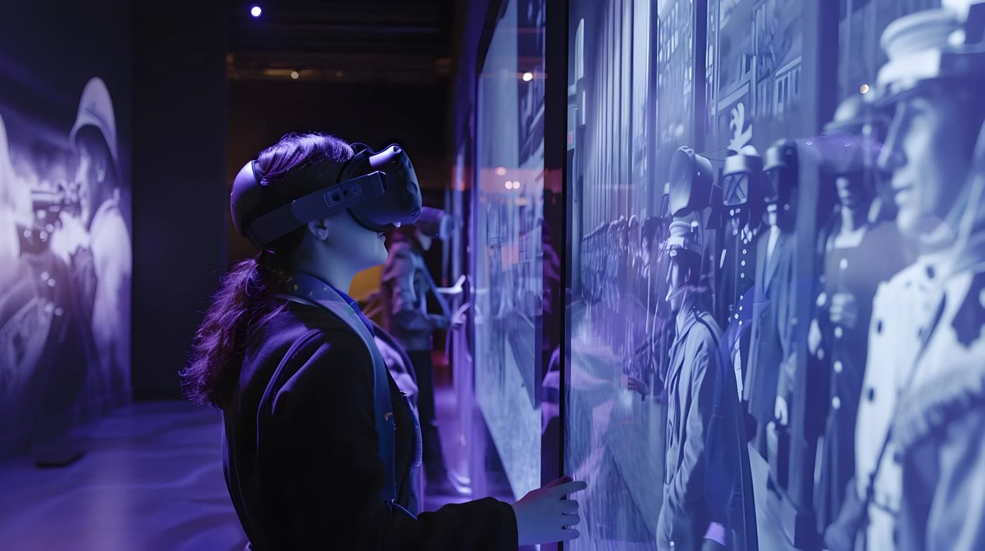 A visitor exploring history through a VR headset